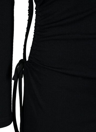 Kroppsnära klänning med utskuret parti , Black, Packshot image number 3