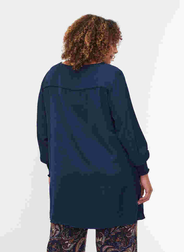 Långärmad tunika med smock, Navy Blazer, Model image number 1