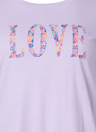 T-shirt i bomull med rund hals och tryck, Lavender W. Love, Packshot image number 2