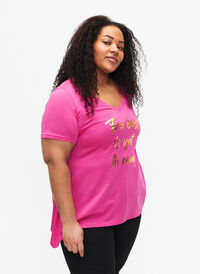 T-shirt i bomull med kort ärmar, Raspberry S. Best, Model