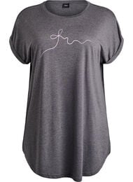 Kortärmat nattlinne med texttryck, Svart