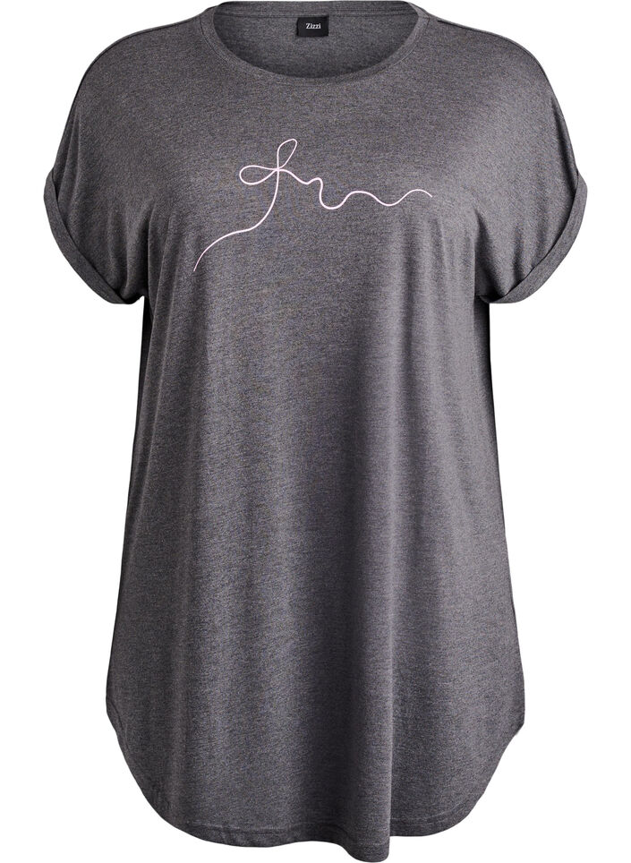 Kortärmat nattlinne med texttryck, Svart, Packshot image number 0