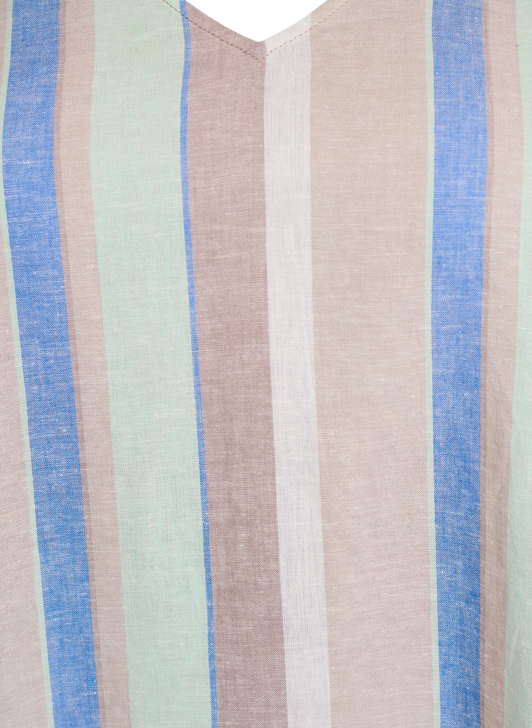 Zizzi Kort kl&auml;nning i linne och viskos med 3/4-&auml;rmar, Bl&aring;, Packshot image number 2