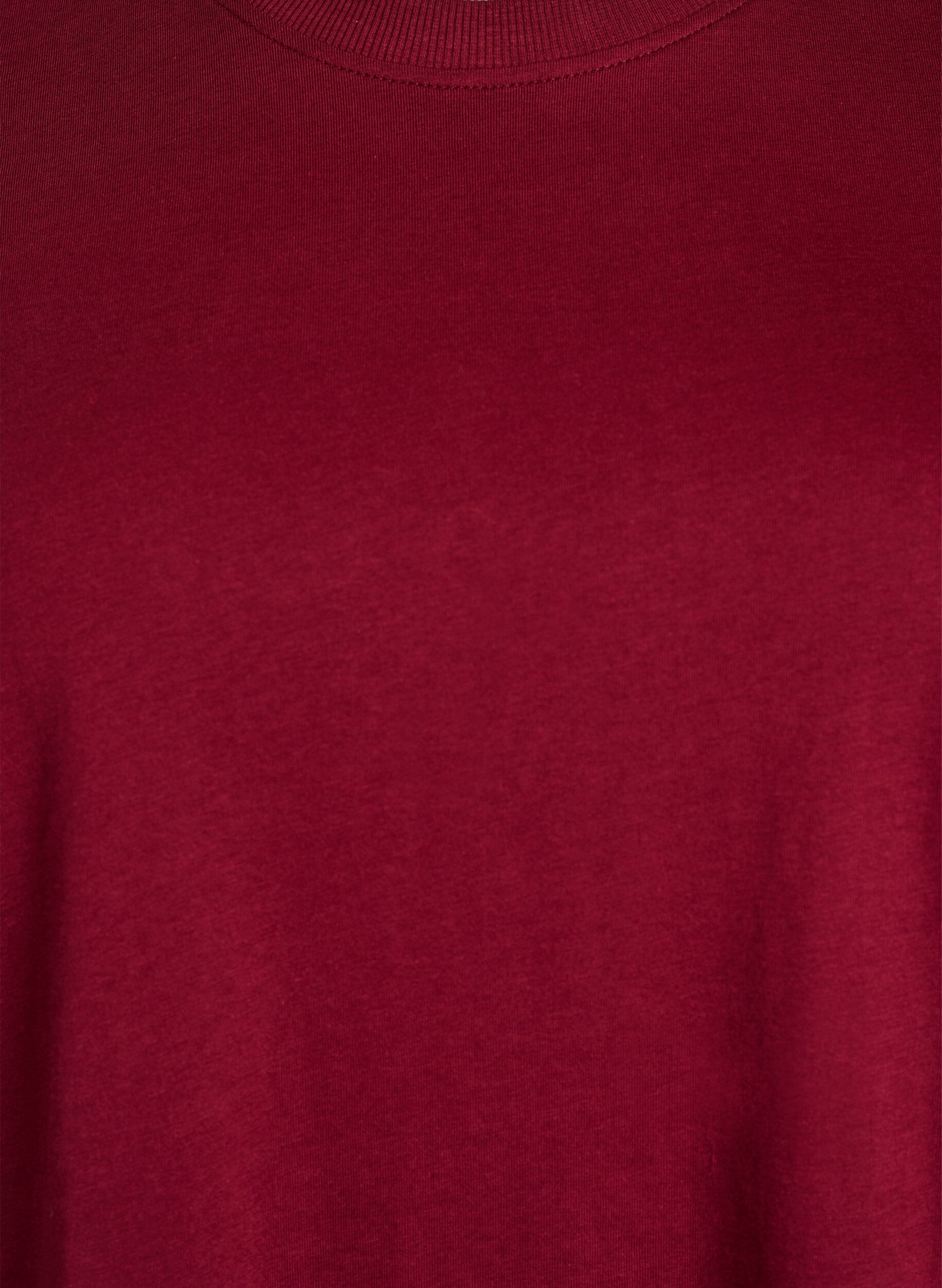 ZizziEnkel t-shirt i bomull med rund halsringning, M&ouml;rk Bordeaux, Packshot image number 2