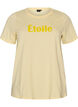 T-shirt i ekologisk bomull med velourtext, Gul, Packshot image number 0