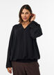 Blus i ballongsilhuett med v-ringning, Svart, Model image number 0