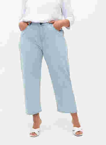 Raka jeans med ankellängd, Light Blue Stripe, Model image number 2