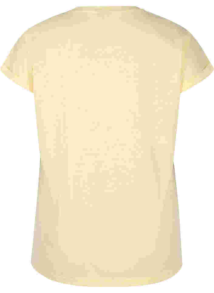 Melerad t-shirt i bomull, Pale Banana Melange, Packshot image number 1