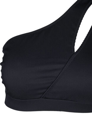 Ribbad one shoulder-bikinitopp, Black, Packshot image number 2