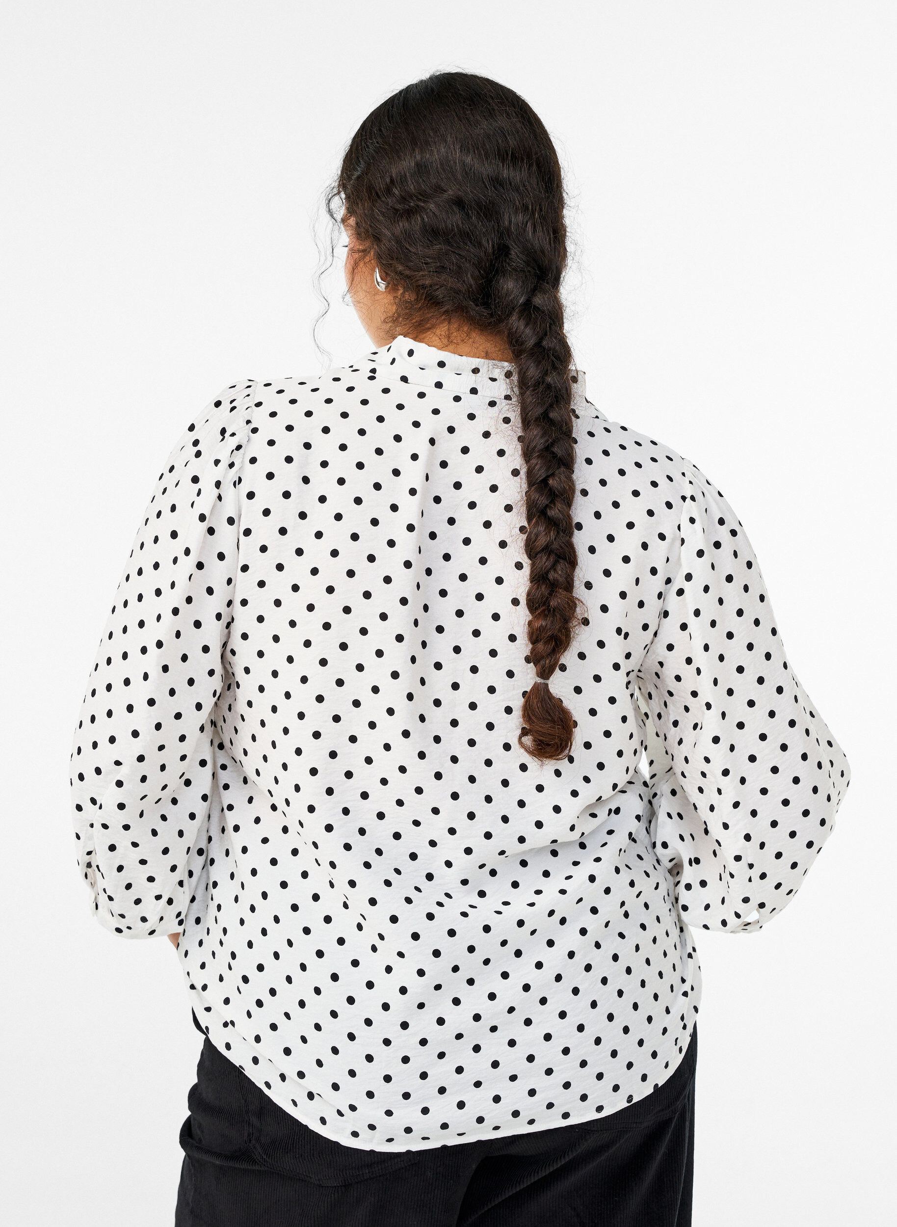 ZizziSkjorta med prickigt m&ouml;nster och 3/4-&auml;rmar, Vit, Model image number 2