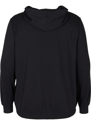 Sweatshirt med huva och ficka, Black, Packshot image number 1