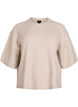 L&ouml;st stickad blus med korta &auml;rmar, Beige, Packshot image number 0