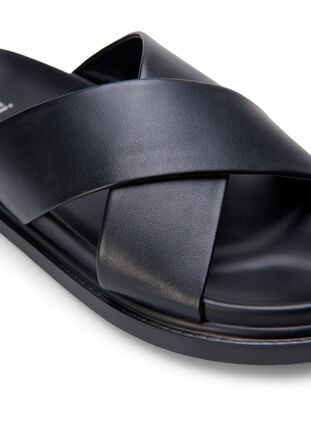 Sandal med bred passform och korsade remmar, Black, Packshot image number 3