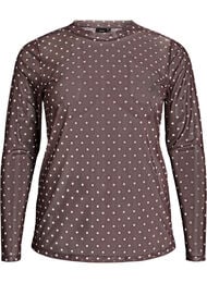 Blus i mesh med prickar, Brun