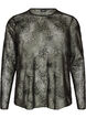 Blus i mesh med blommor och paljetter, Svart, Packshot image number 0