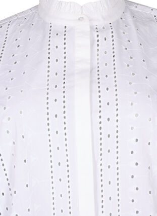 Bomullsskjorta med hålmönster, Bright White, Packshot image number 2
