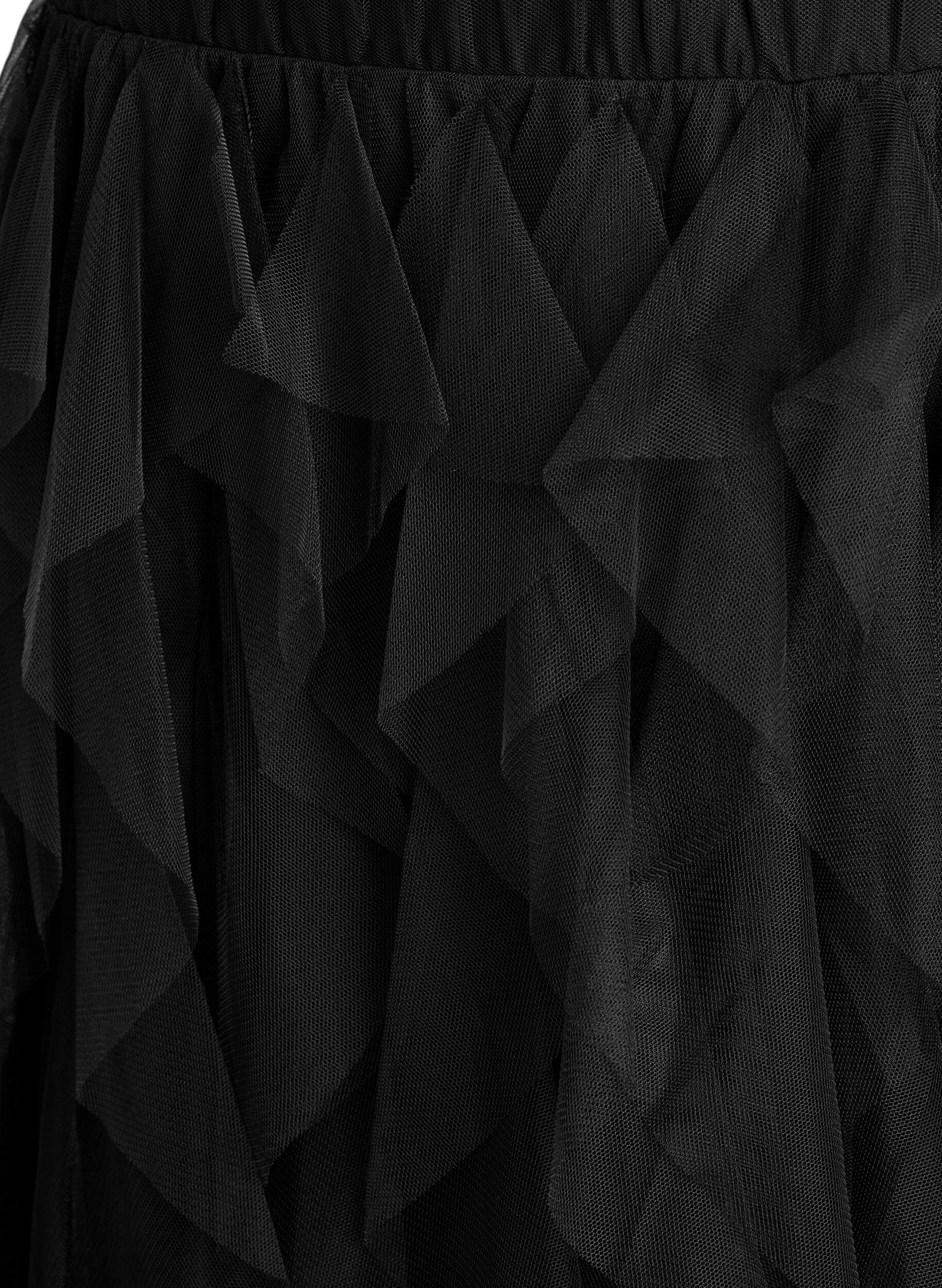 Zizzi Midikjol i tyll med res&aring;r i midjan, Svart, Packshot image number 2