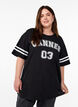 Sportig oversized college-t-shirt, Svart, Model image number 0