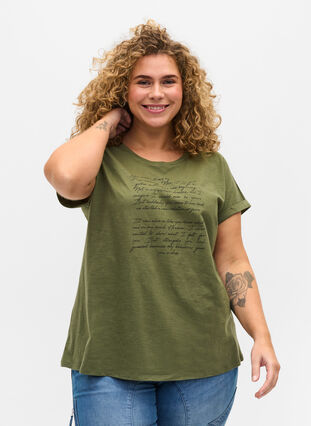 T-shirt i ekologisk bomull med tryck, Four Leaf CloverText, Model image number 0