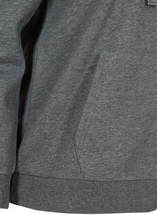 Sweatshirt cardigan med blixtlås och huva, Dark Grey Melange, Packshot image number 3