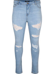 Slim fit-jeans med nötta detaljer, Light Blue, Packshot