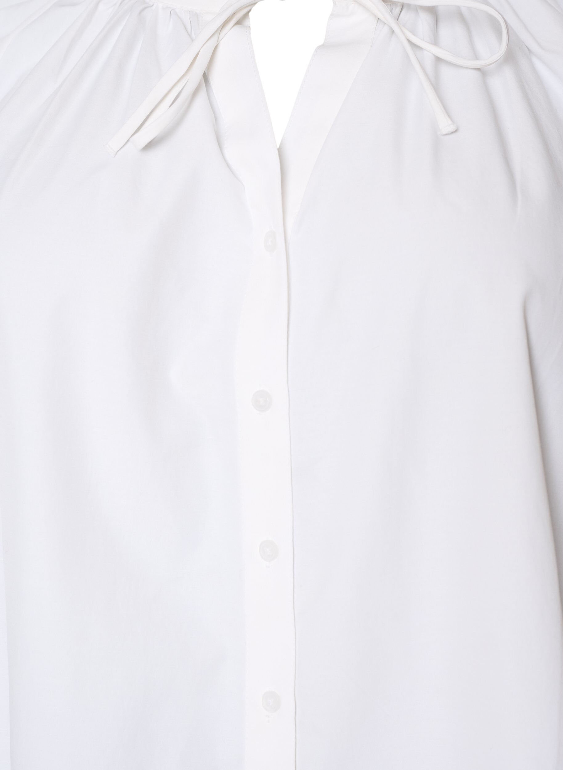 ZizziSkjortblus med kn&auml;ppning och knytsk&auml;rp, Vit, Packshot image number 2
