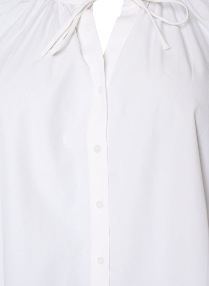 Skjortblus med kn&auml;ppning och knytsk&auml;rp, Vit, Packshot image number 2