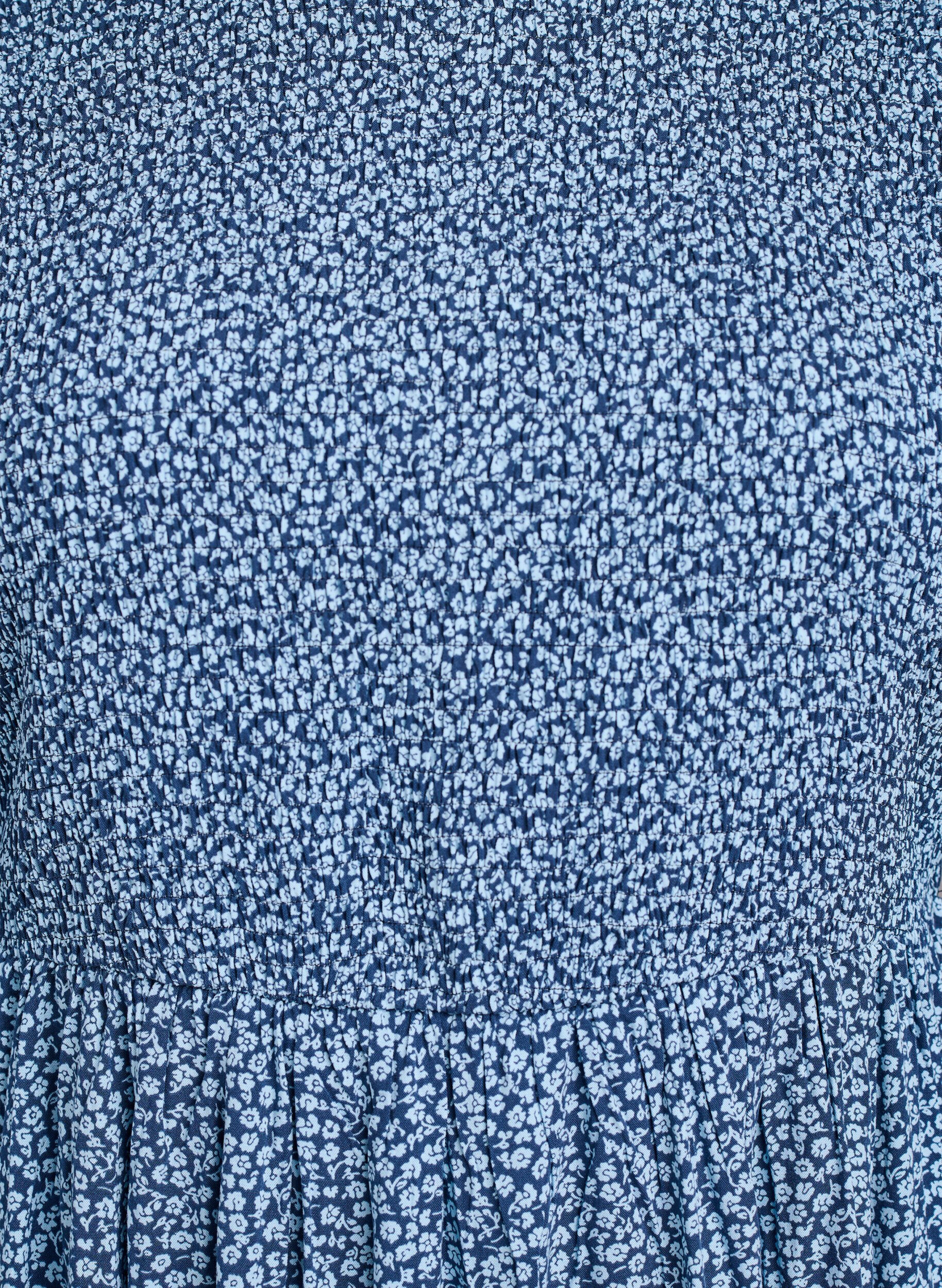 Zizzi Kl&auml;nning med smock upptill och sm&aring;blommigt m&ouml;nster, Bl&aring;, Packshot image number 2