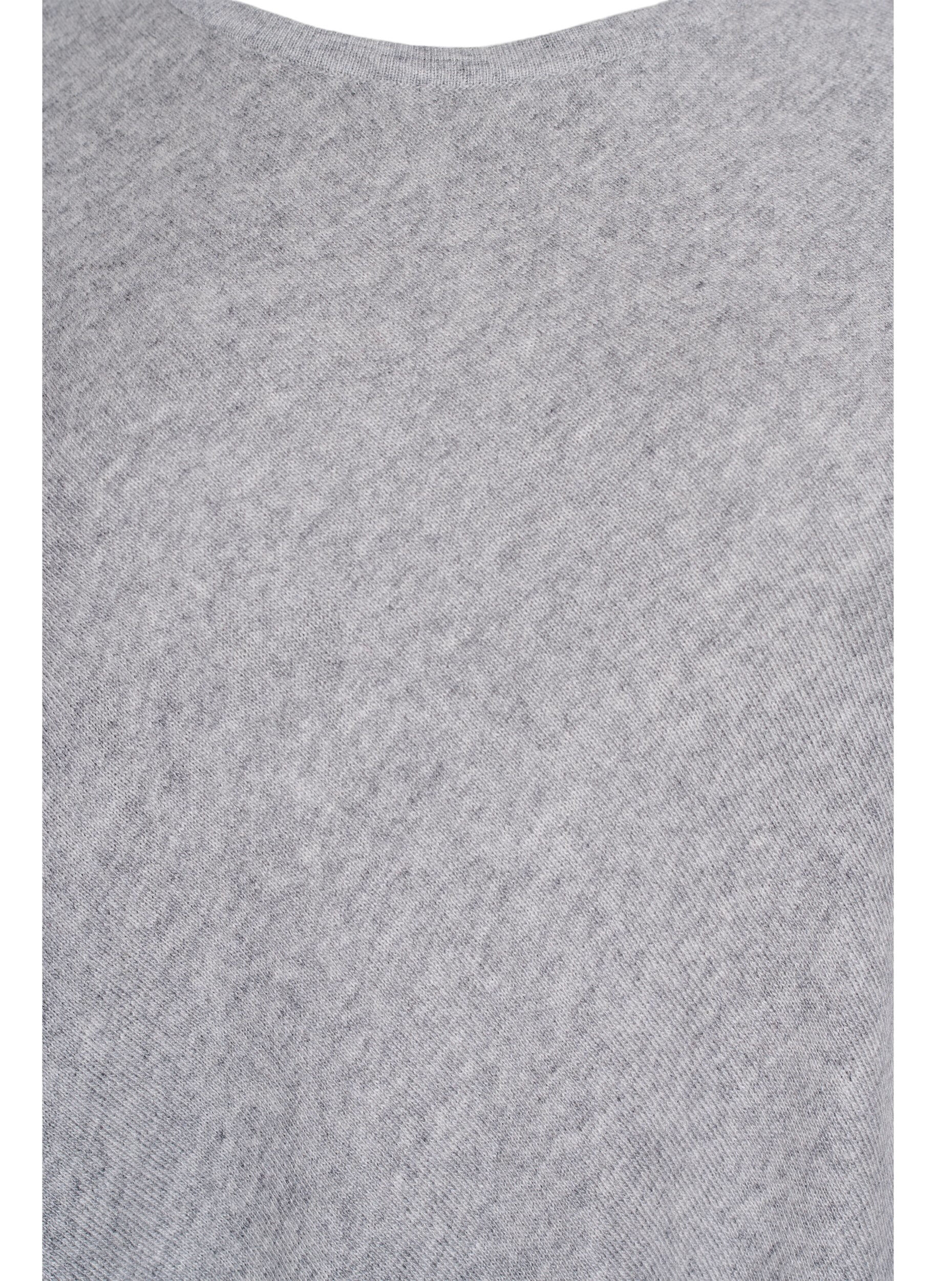 ZizziFin stickad poncho, Gr&aring;, Packshot image number 2