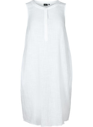 Ärmlös klänning i bomull, White, Packshot image number 0
