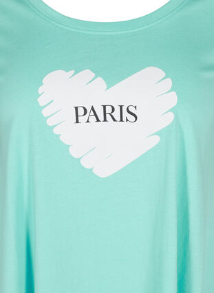 A-linjeformad och asymmetrisk t-shirt i bomull, Aqua Sky PARIS, Packshot image number 2