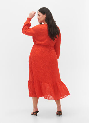 Långärmad midi-klänning i jacquard-look, Orange.com, Model image number 1