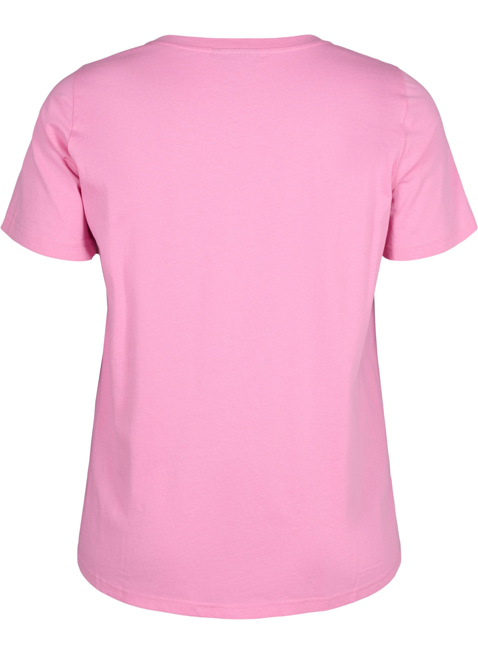 Zizzi T-shirt i bomull med texttryck, Rosebloom w. Flower, Packshot image number 1