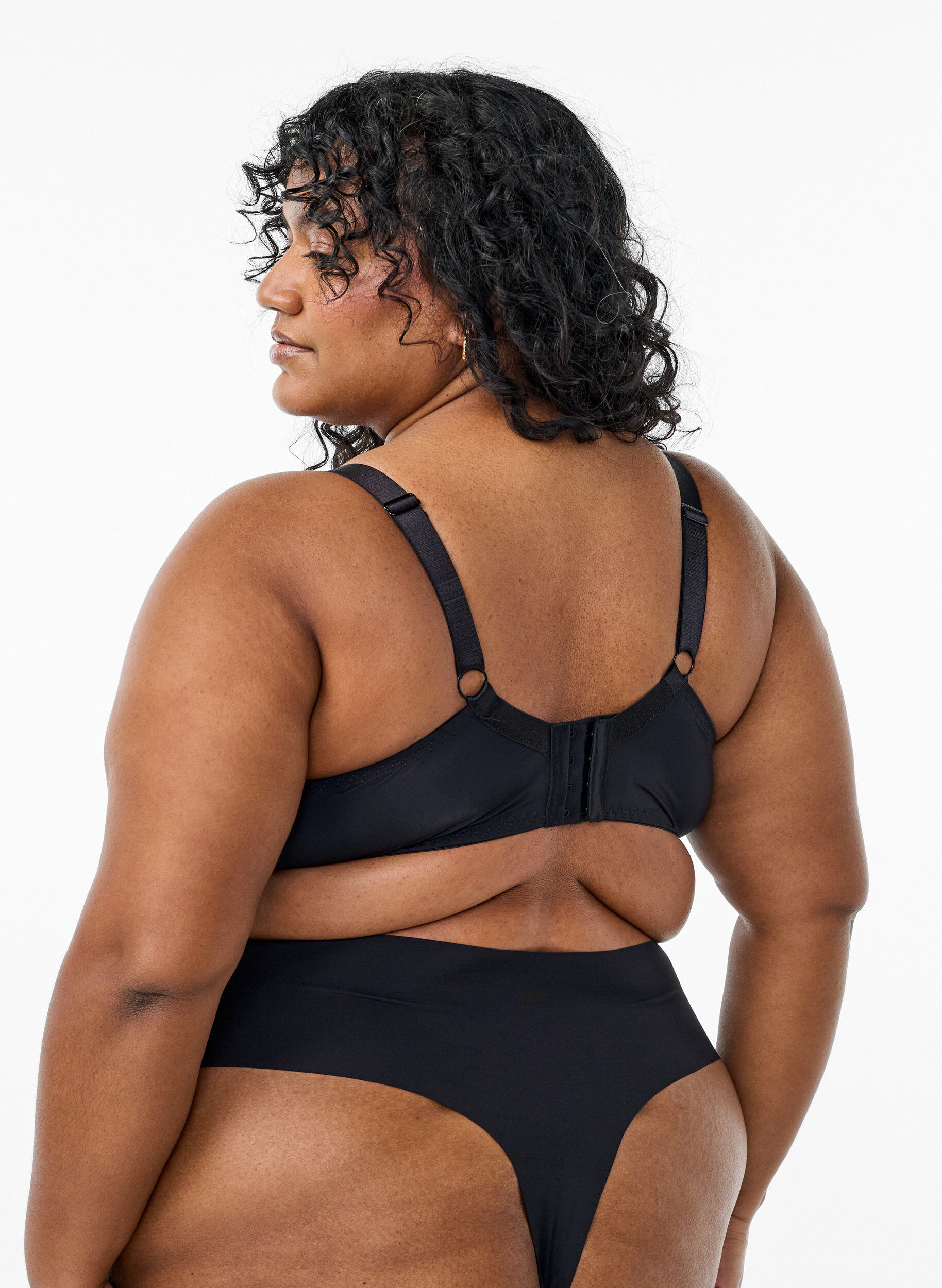 Zizzi Vadderad BH med spets, Svart, Model image number 2