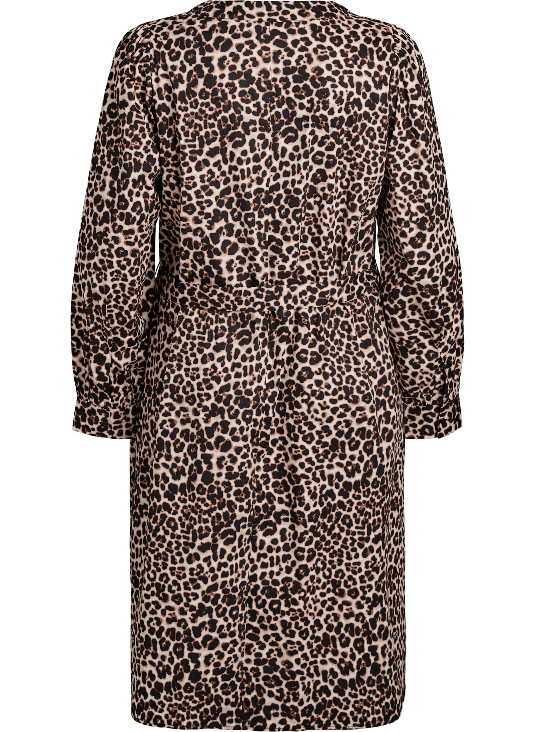 Zizzi Kl&auml;nning i ekologisk bomull med knytsk&auml;rp, Brun, Packshot image number 1