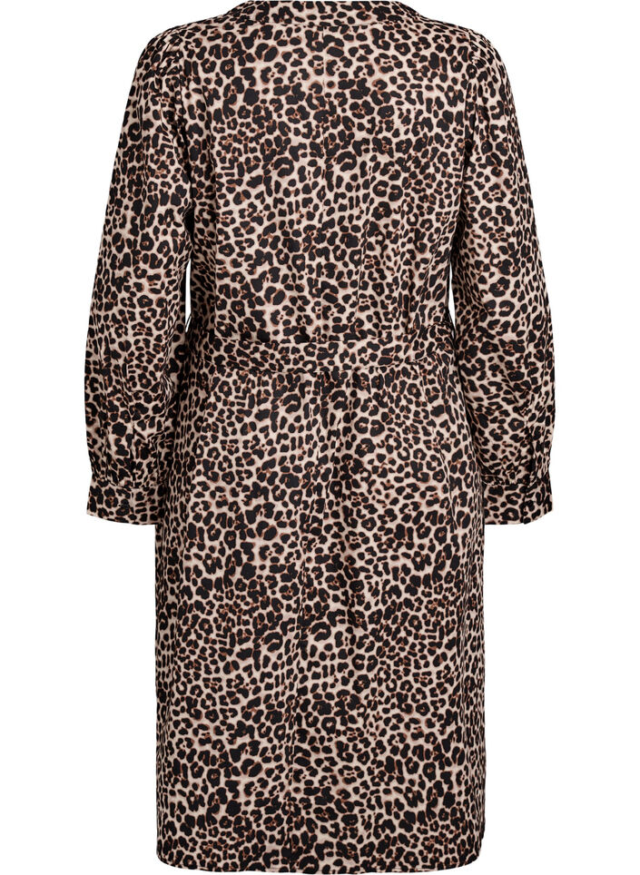 Klänning i ekologisk bomull med knytskärp, Brun, Packshot image number 1