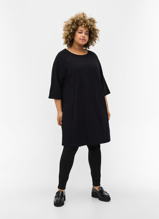 Kampanjvara – Sweatshirtklänning i bomull med fickor och 3/4-ärmar, Black, Model image number 2