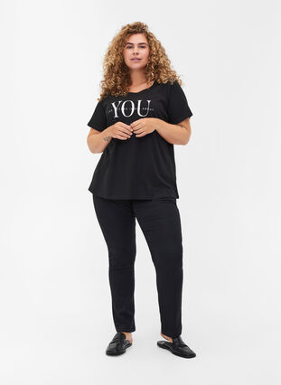 T-shirt med tryck i ekologisk bomull, Black You, Model image number 2