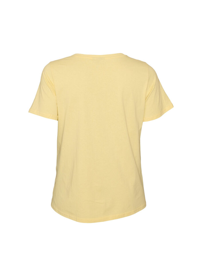 T-shirt i bomull med tryck, Gul, Packshot image number 1