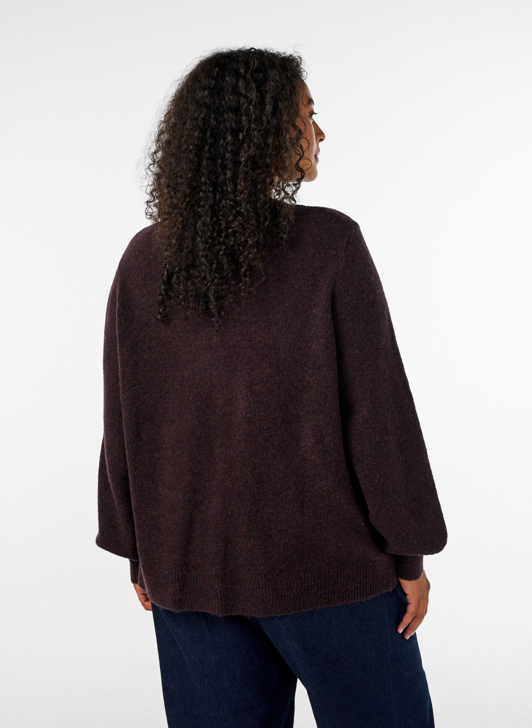 ZizziCardigan med hj&auml;rtformade knappar, Brun, Model image number 2
