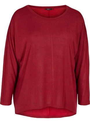 Enfärgad tröja med långa ärmar, Red, Packshot image number 0