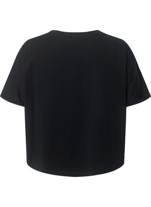 Tränings t-shirt i bomull med tryck, Black w. Work For It, Packshot image number 1