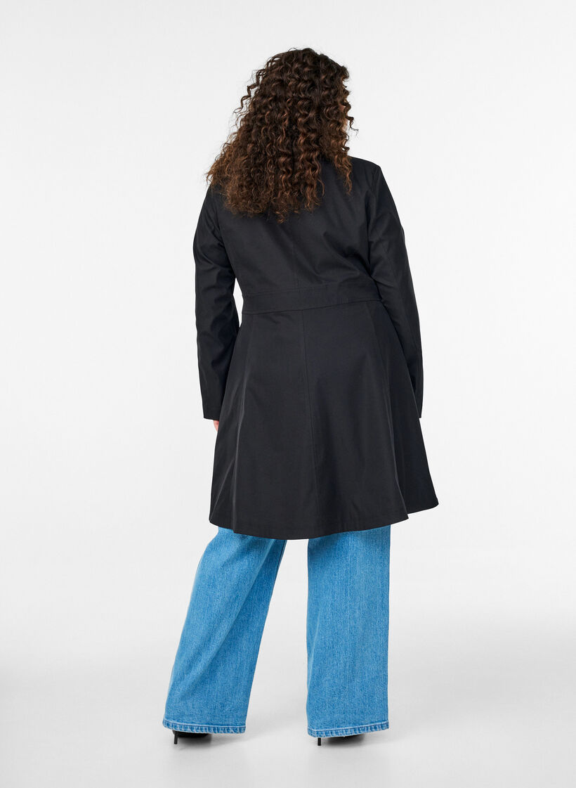 A-linjeformad v&aring;rkappa med dubbelkn&auml;ppning, Svart, Model image number 2