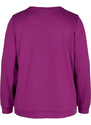 Tröja i sweatshirtmaterial med rund hals och långa ärmar, Dark Purple, Packshot image number 1