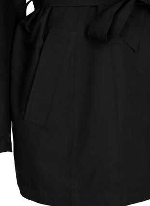 Trenchcoat med bälte och fickor, Black, Packshot image number 3