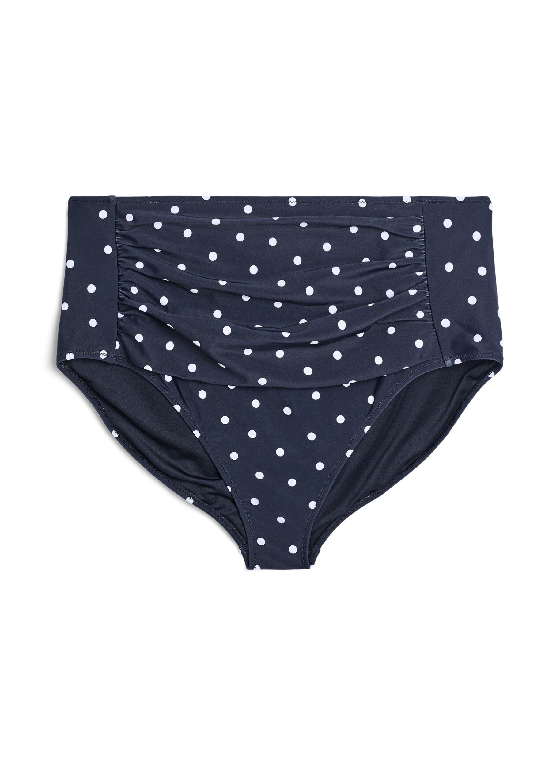 Bikinitrosa med h&ouml;g midja och prickigt m&ouml;nster