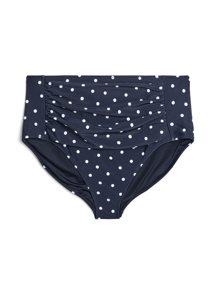 Bikinitrosa med h&ouml;g midja och prickigt m&ouml;nster, Svart, Packshot image number 0