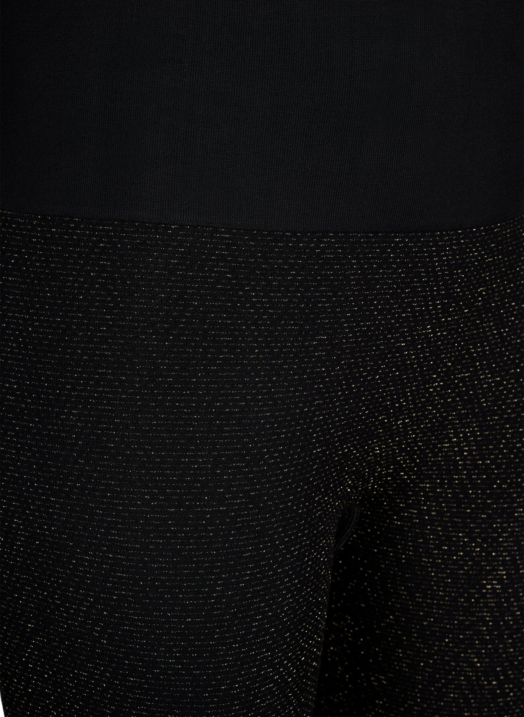 Zizzi S&ouml;ml&ouml;sa glittriga leggings, Black Gold Lurex, Packshot image number 2