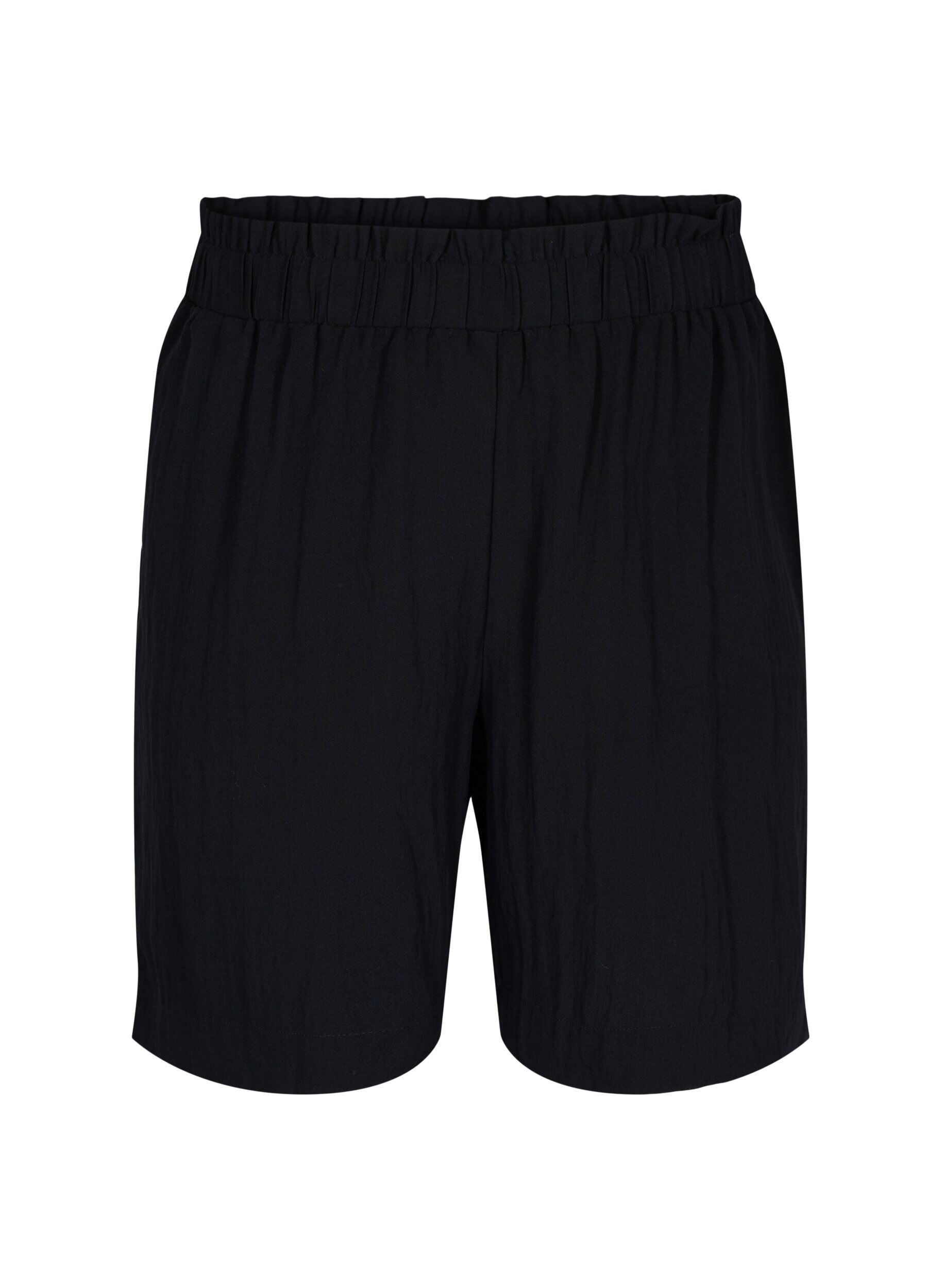 Zizzi L&ouml;st sittande shorts i viskos, Black, Packshot image number 0