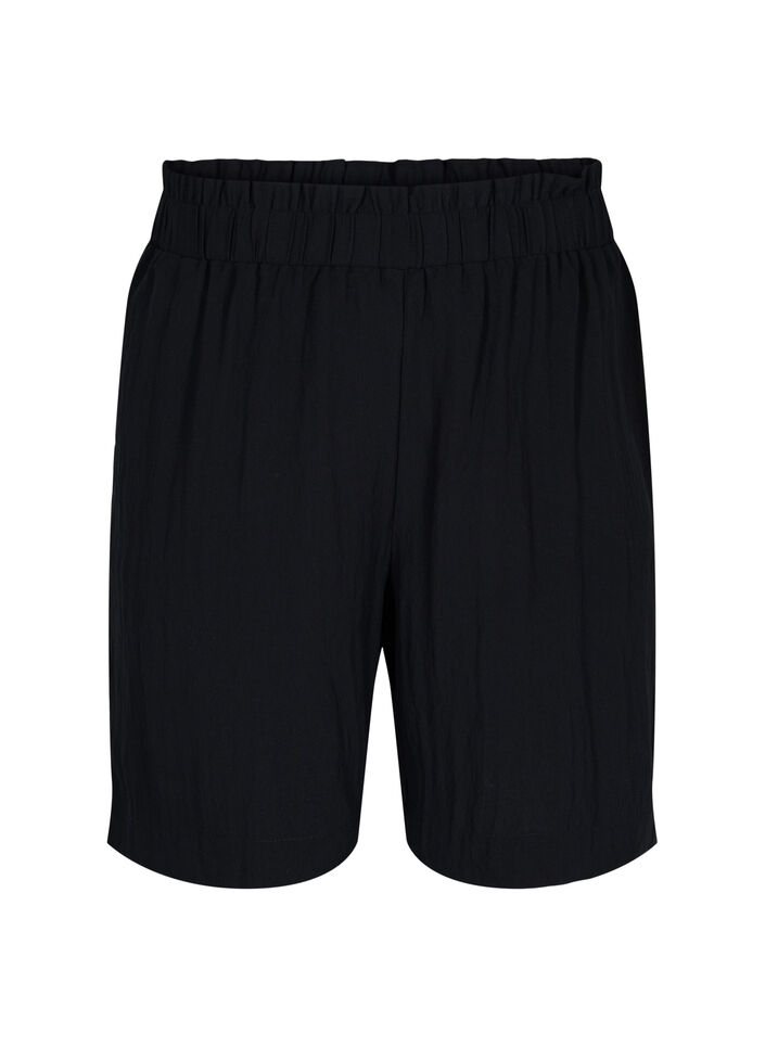 Löst sittande shorts i viskos, Black, Packshot image number 0